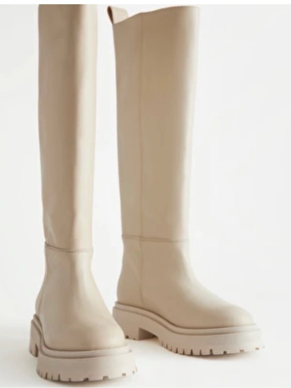 & Other Stories Cream Over-the-Knee Chunky Sole Boots